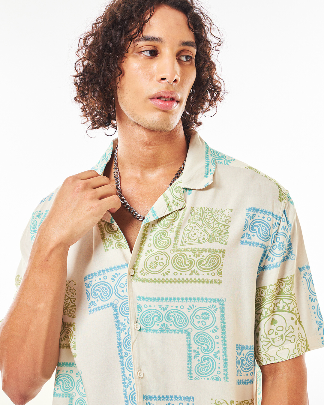 Buy Men's Beige All Over Printed Oversized Shirt Online at Bewakoof