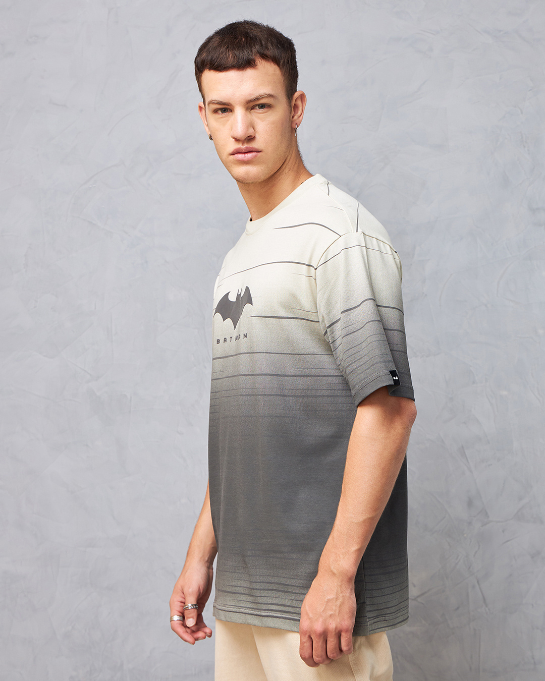 Shop Men's Beige & Grey Batman Ombre Oversized T-shirt-Back