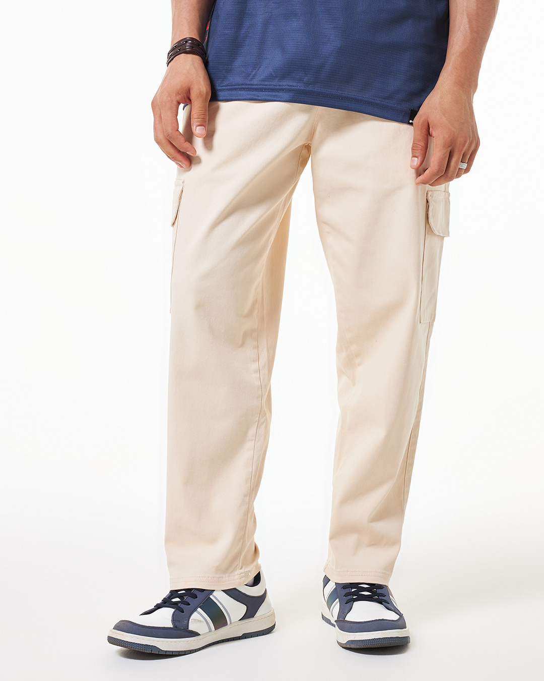 Shop Men's Beige Cargo Carpenter Pants-Back