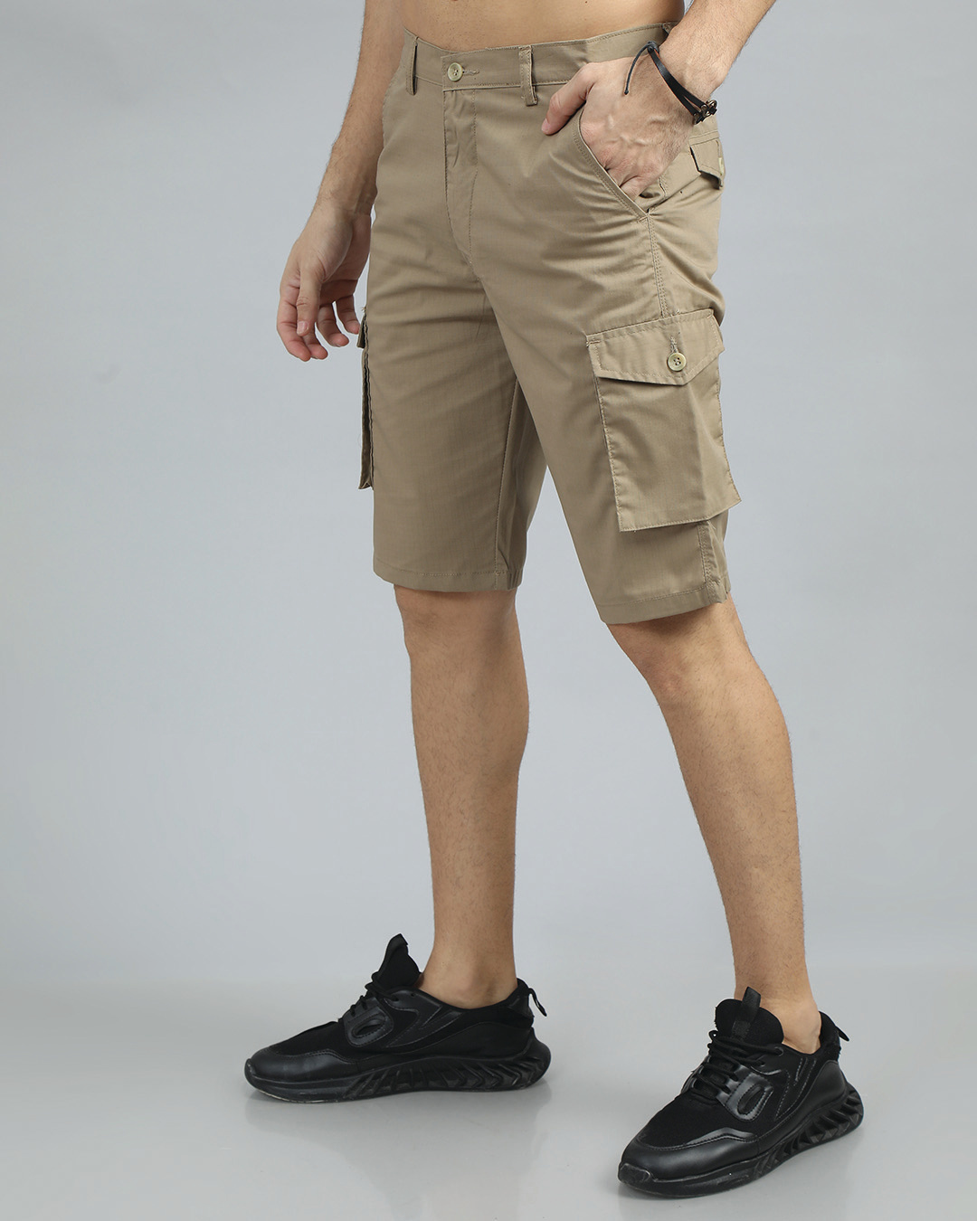 Shop Men's Beige Cargo Shorts-Back