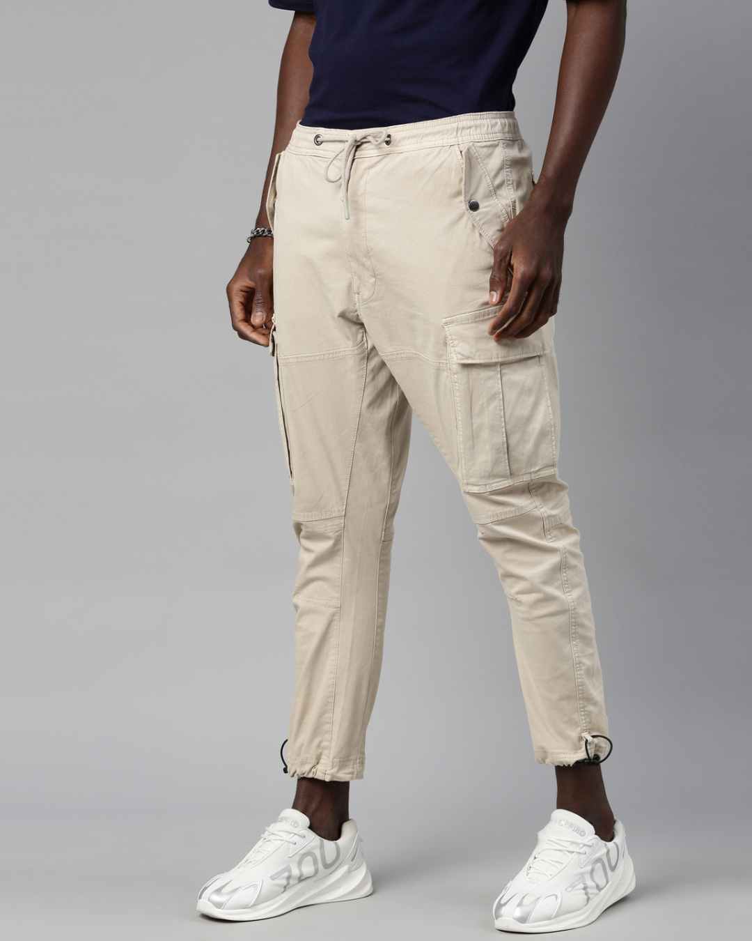 Shop Men's Beige Cargo Trouser-Back