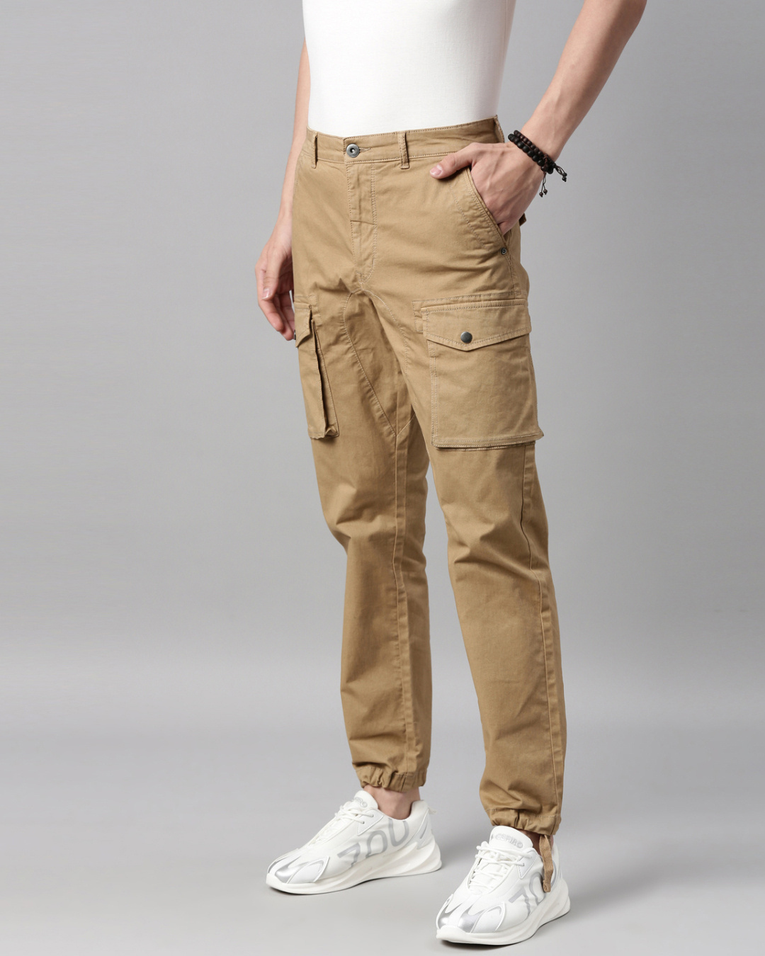 Shop Men's Beige Cargo Trouser-Back