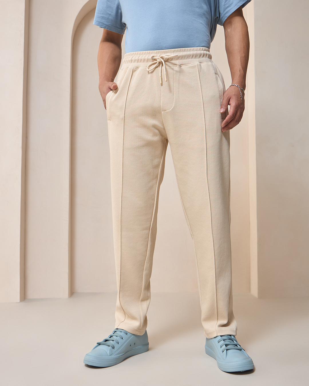 Shop Men's Beige Track Pants-Back