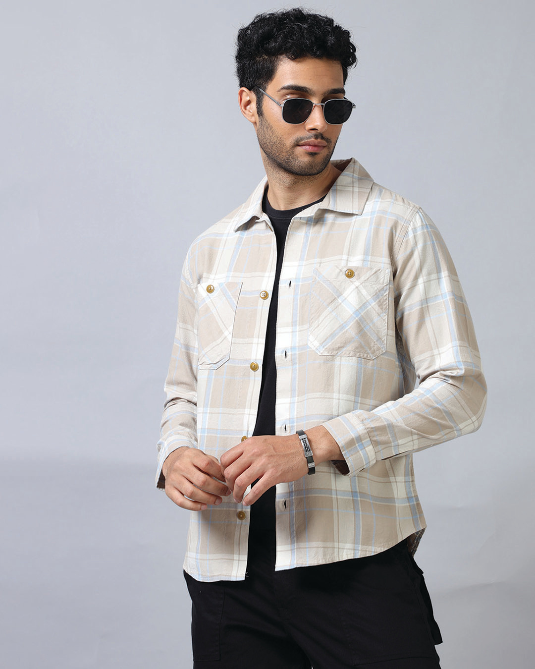 Buy Men's Beige Checked Shirt Online at Bewakoof