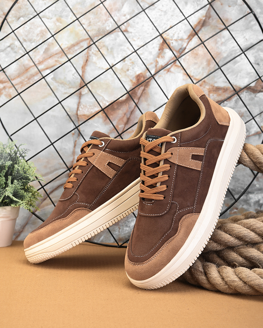 Tan And Black Polka Dot Men's Sneakers