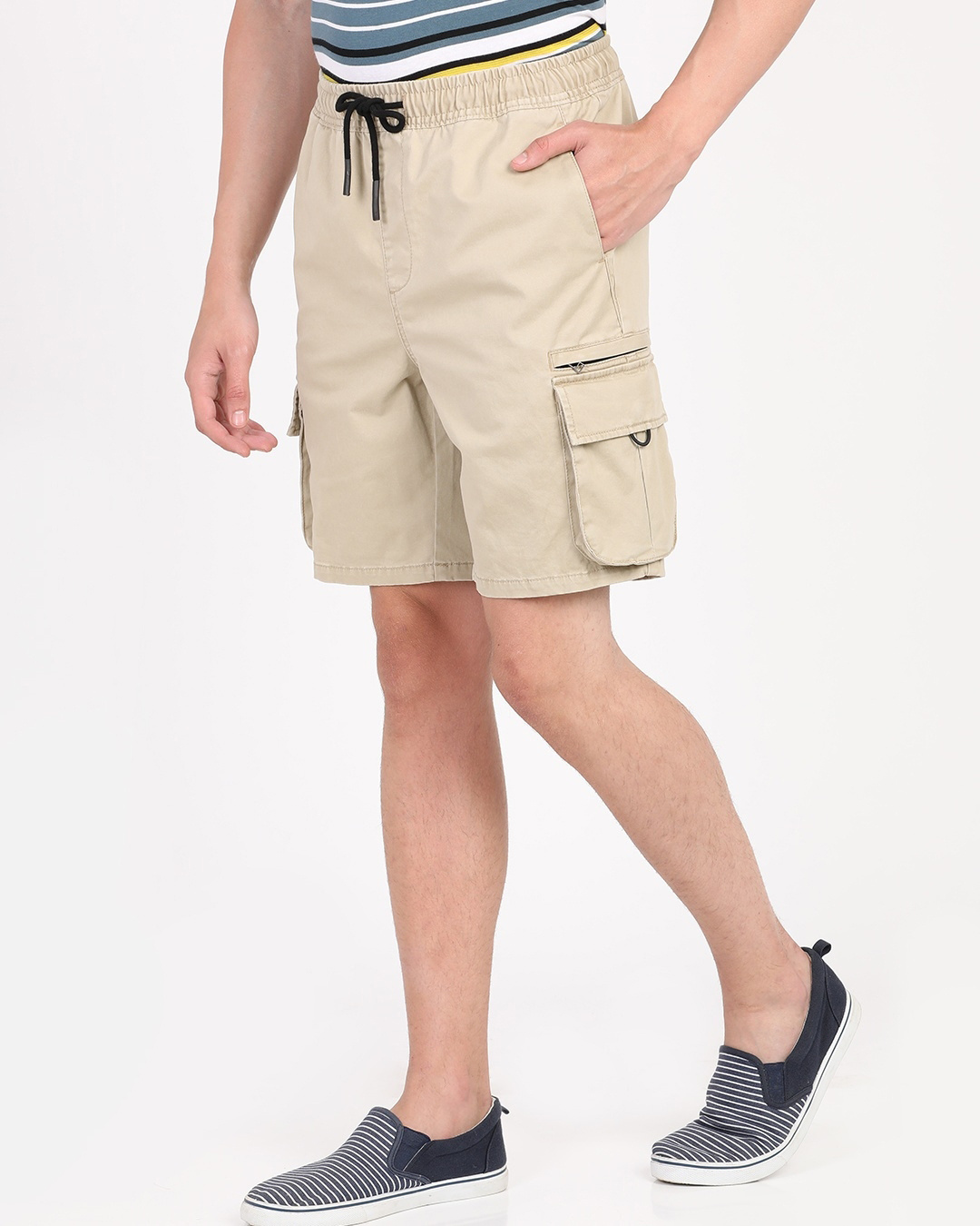 Shop Men's Beige Cotton Shorts-Back