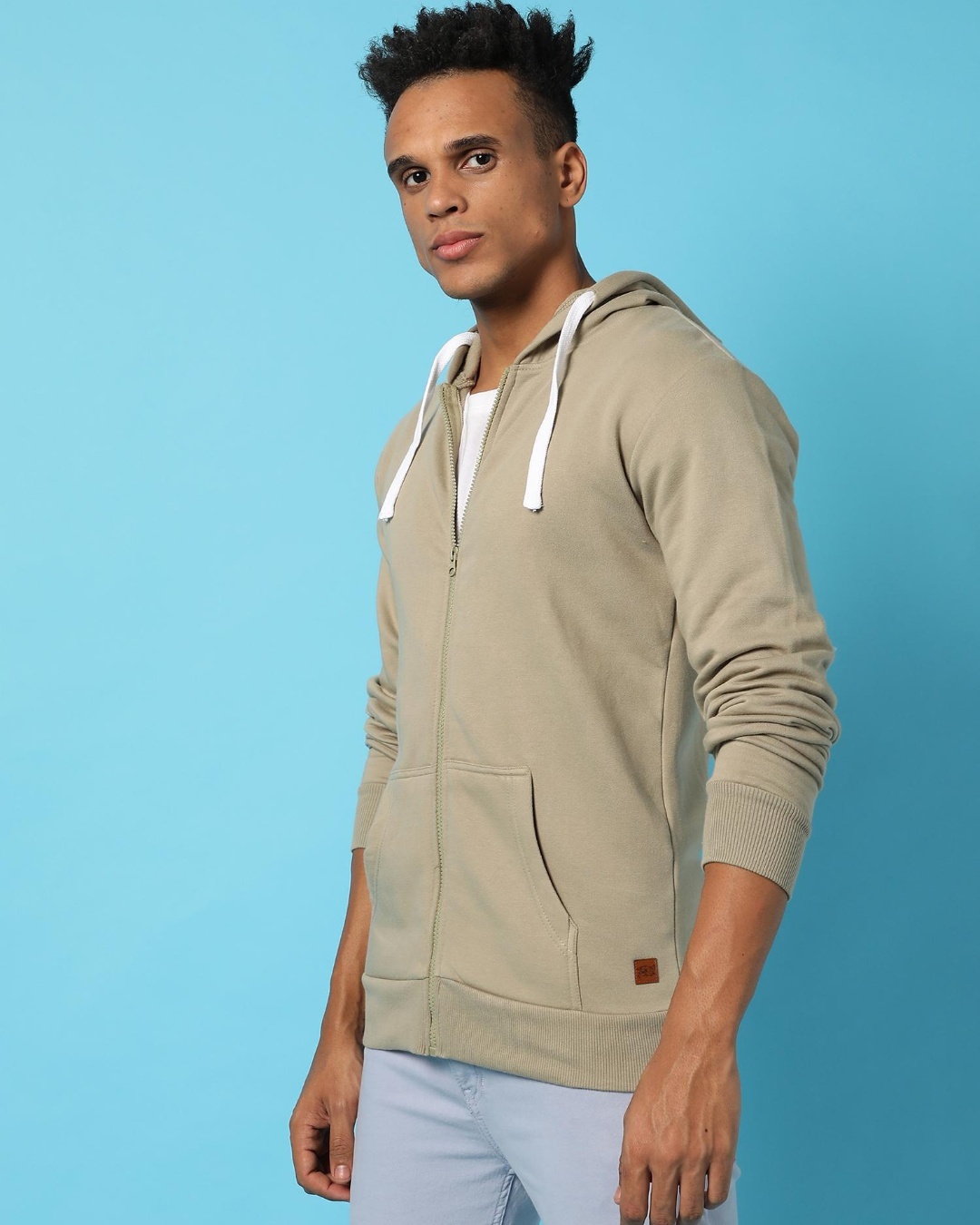 Shop Men's Beige Hooded Sweatshirt-Back