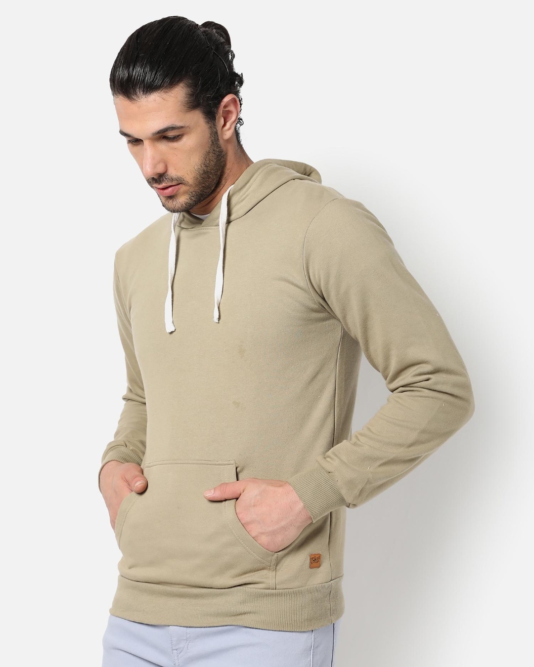 Shop Men's Beige Hooded Sweatshirt-Back
