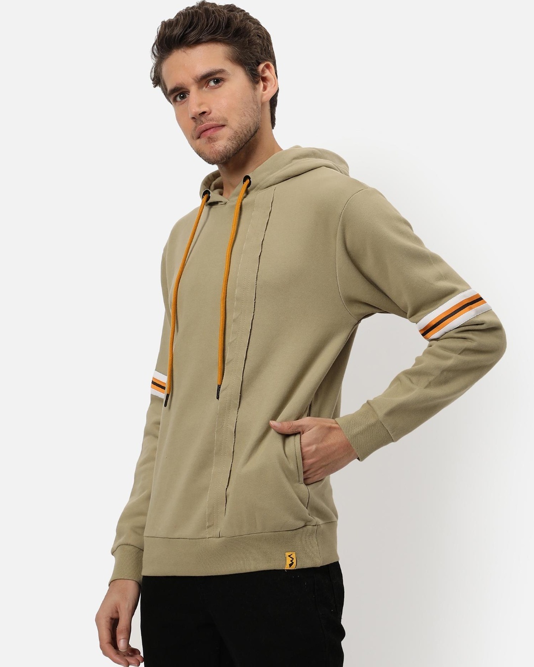 Shop Men's Beige Hooded Sweatshirt-Back