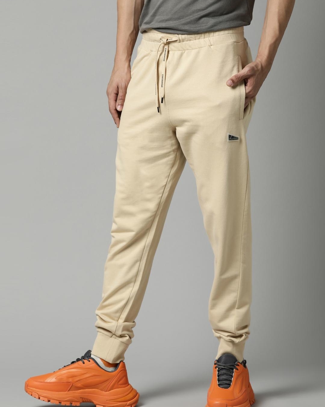 Shop Men's Beige Joggers-Back