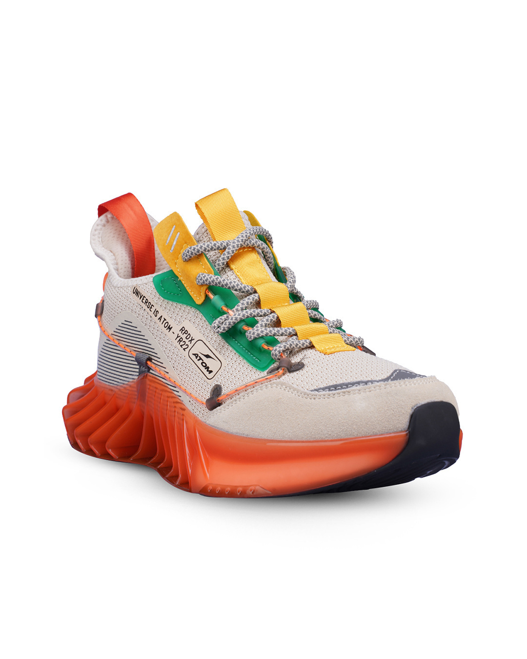 Shop Men's Beige & Orange Good Vibes Color Block Sneakers-Back