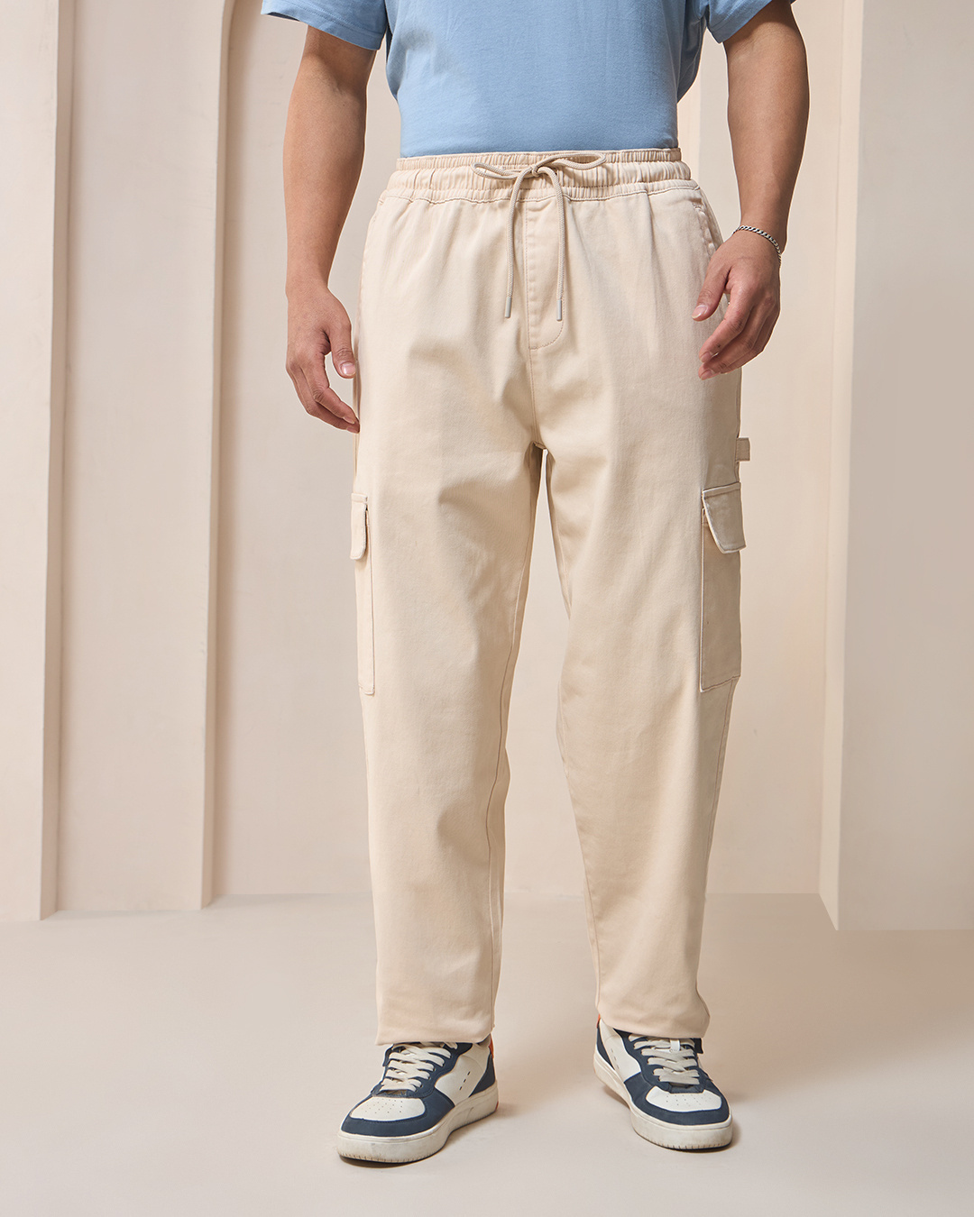 Shop Men's Beige Cargo Carpenter Pants-Back