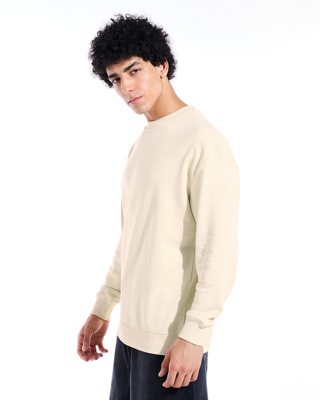 Shop Men's Beige Oversized Sweatshirt-Back