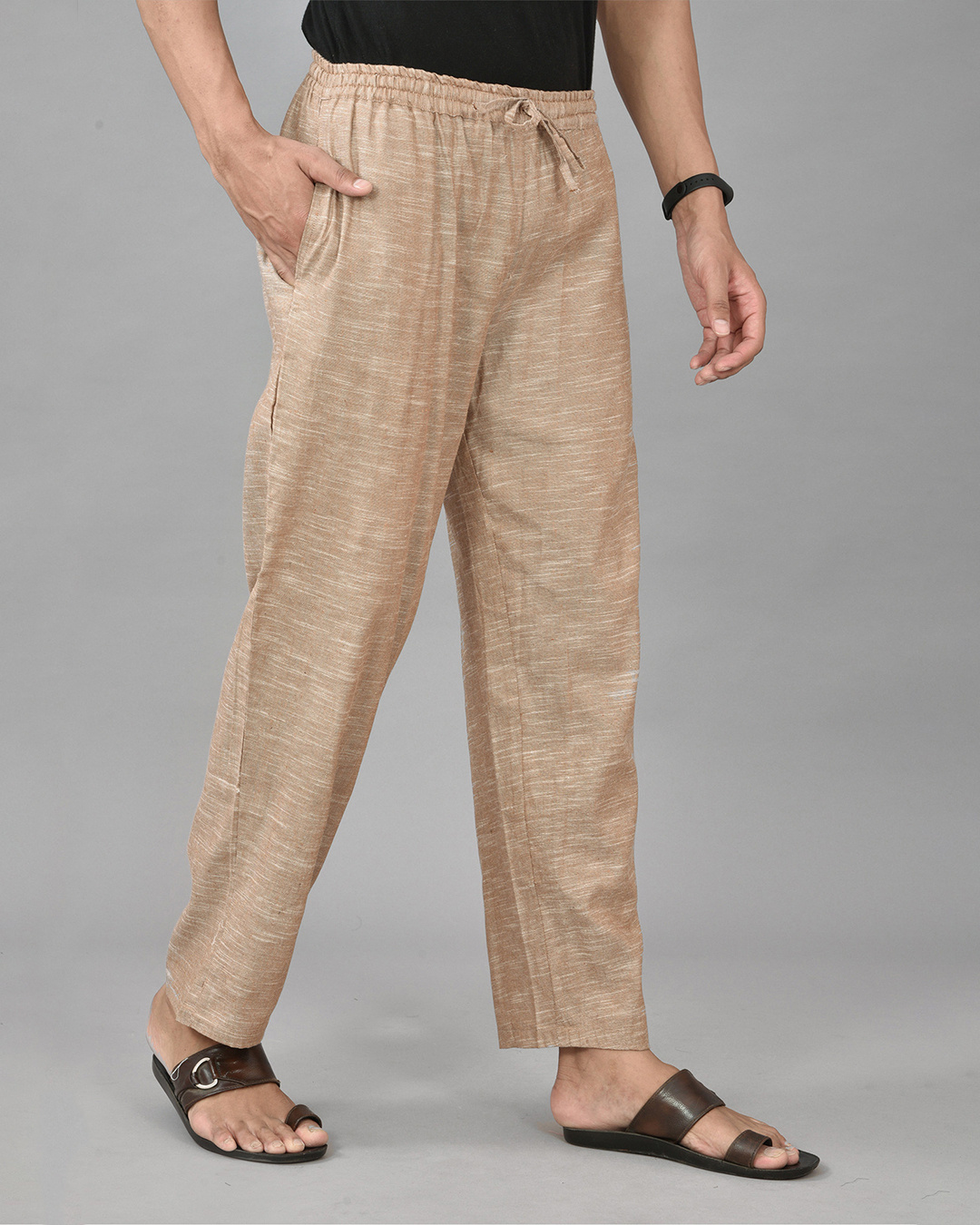 Shop Men's Beige Casual Pants-Back
