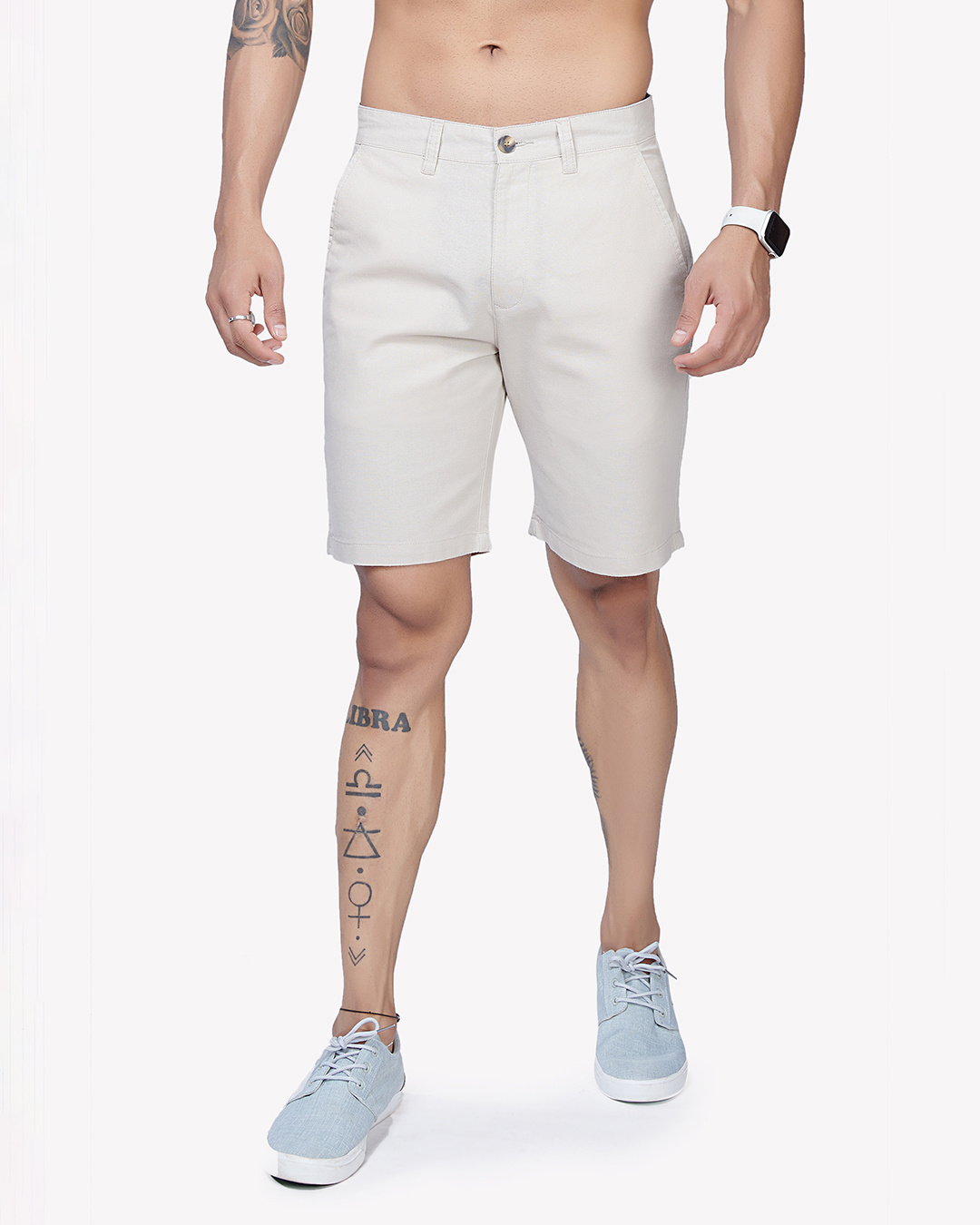Beige Regular Fit Shorts For Men By Being Human Clothing