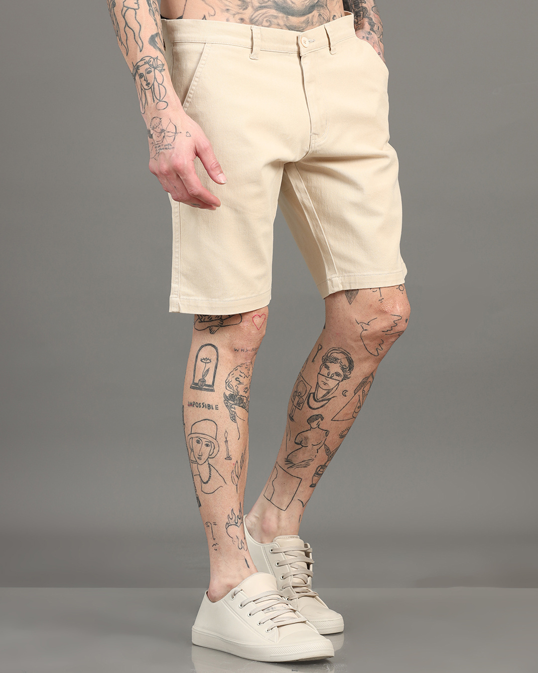 Shop Men's Beige Shorts-Back