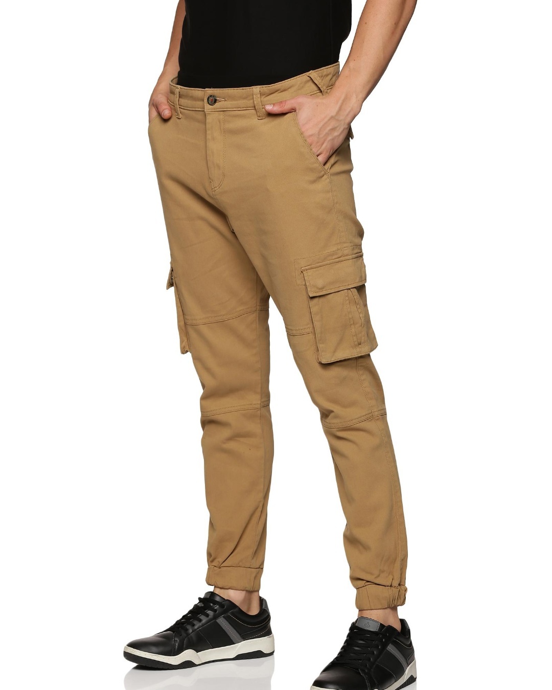 Buy Men's Beige Slim Fit Cargo Joggers Online at Bewakoof