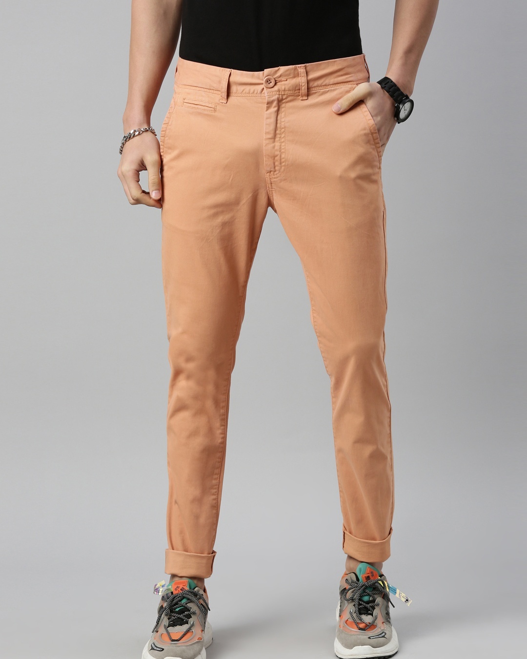 Shop Men's Beige Slim Fit Chinos-Back