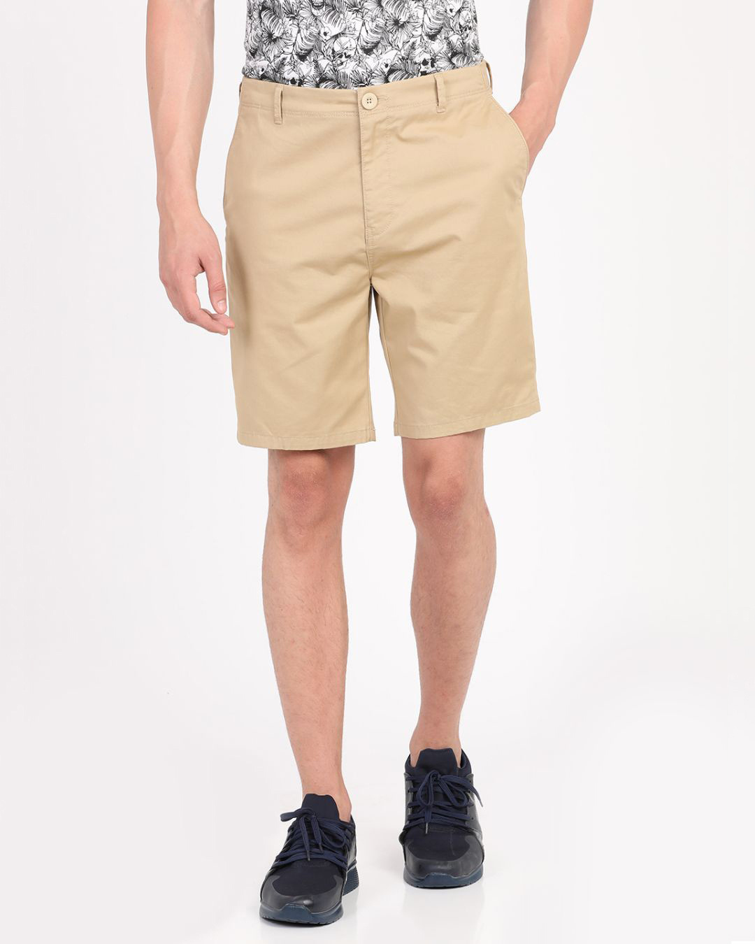 Buy Men's Beige Slim Fit Cotton Shorts for Men Beige Online at Bewakoof