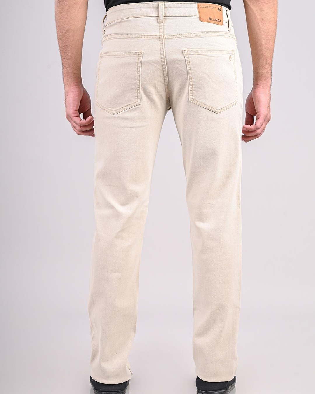 Shop Men's Beige Slim Fit Jeans-Back