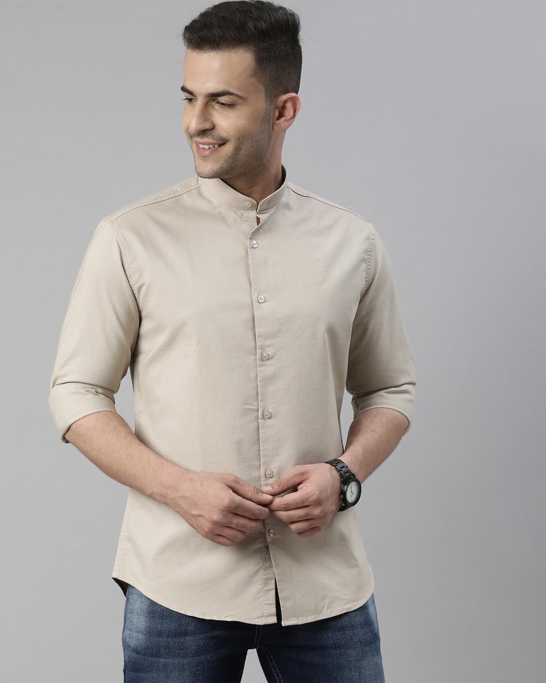 Buy Men's Beige Slim Fit Shirt Online at Bewakoof