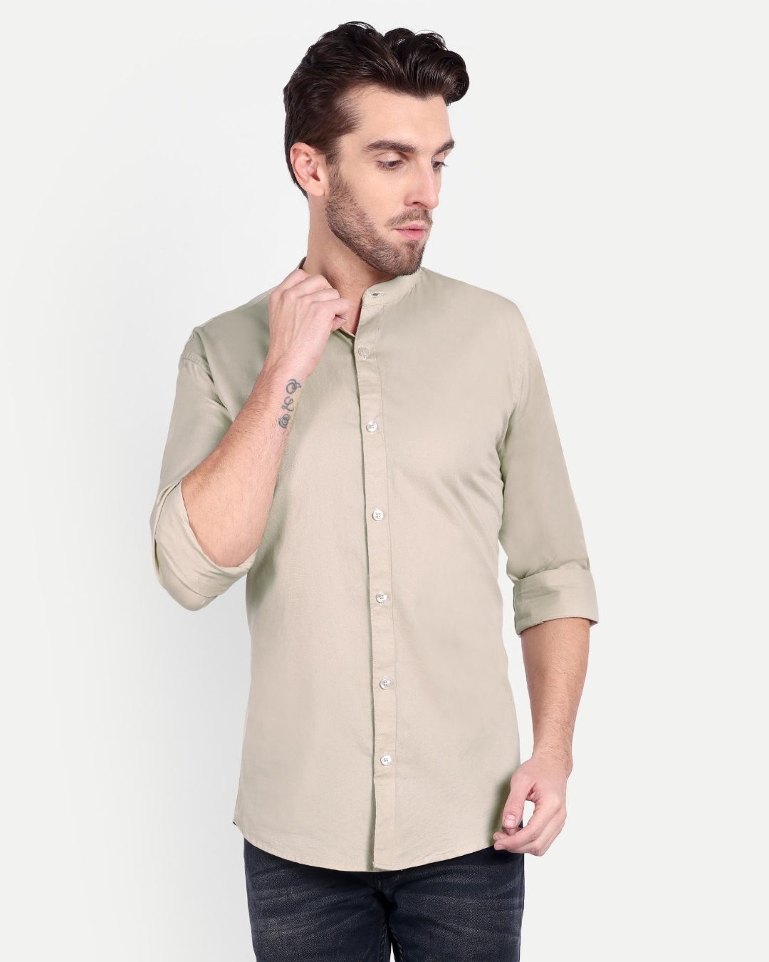 Buy Men's Beige Slim Fit Shirt Online at Bewakoof