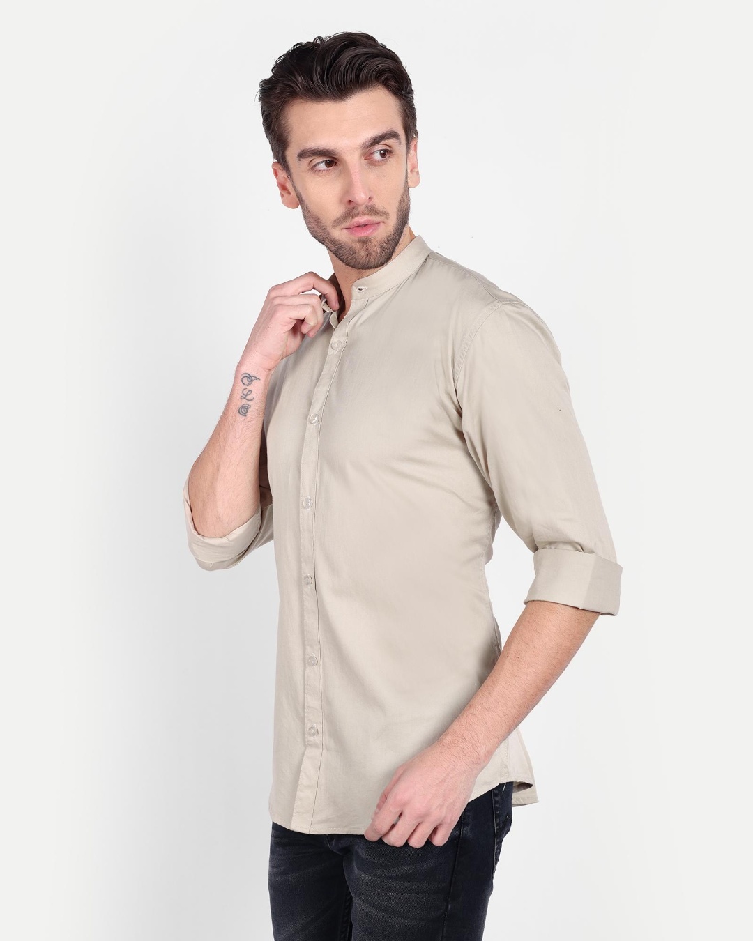 Buy Men's Beige Slim Fit Shirt Online at Bewakoof