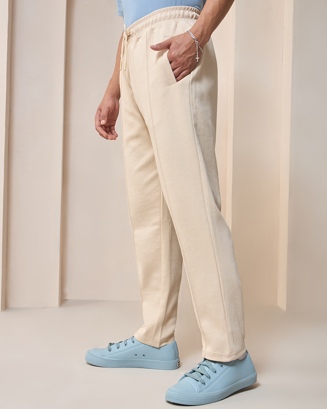 Shop Men's Beige Track Pants-Back