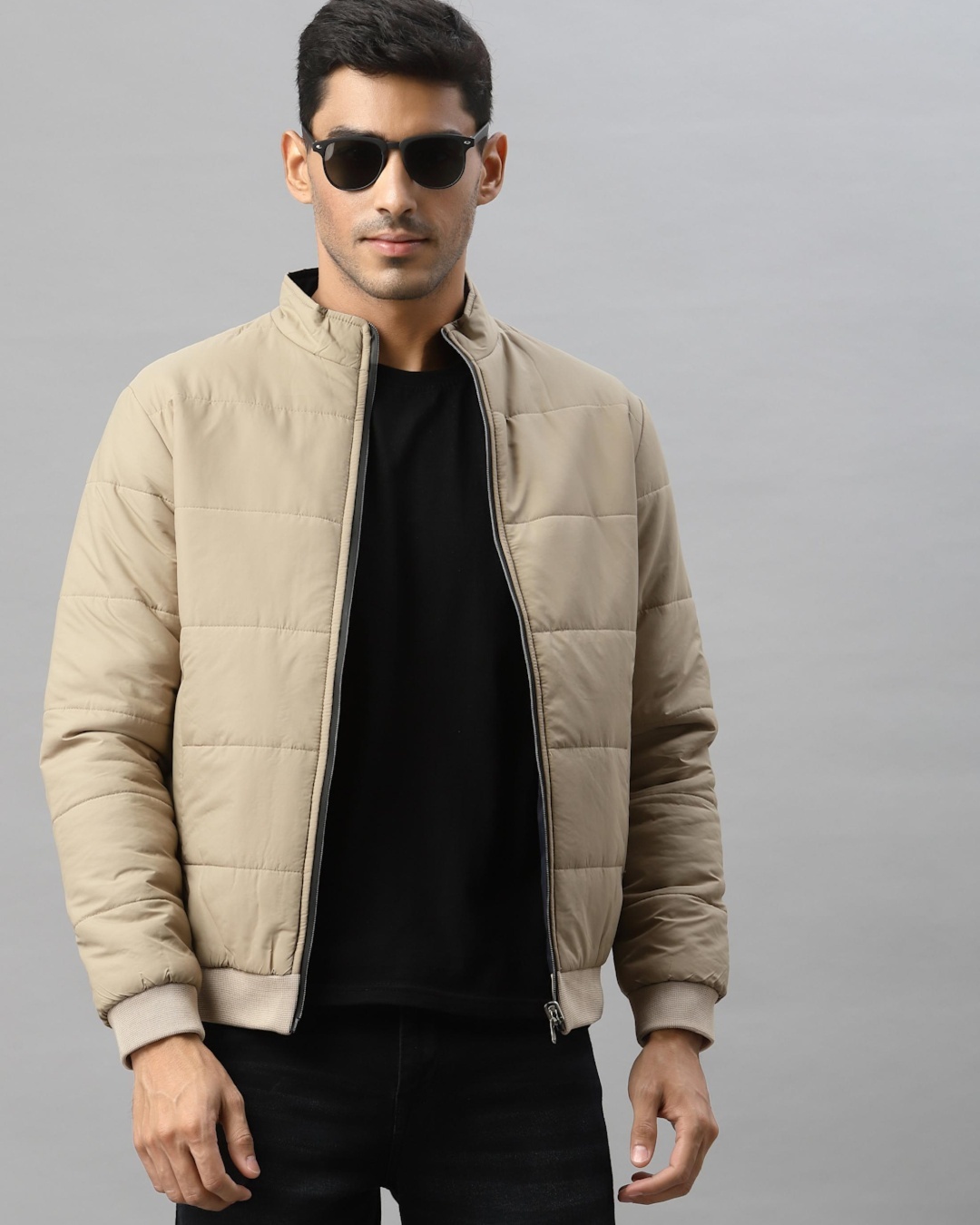 Shop Men's Beige Zipper Jacket-Back