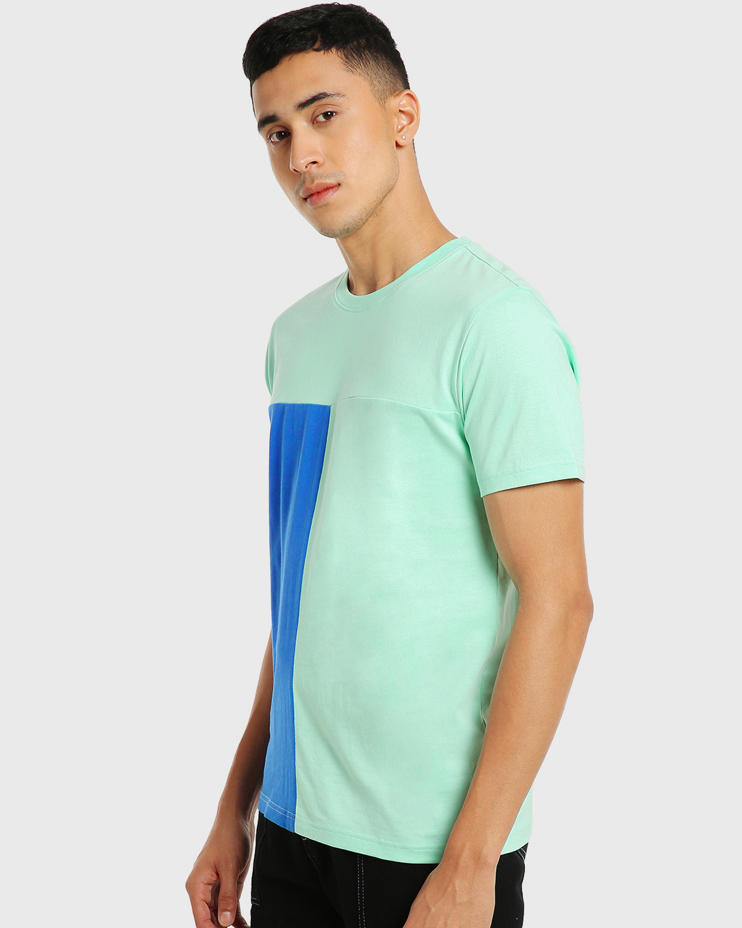 Shop Men's Bird Egg Blue Color Block T-shirt-Back