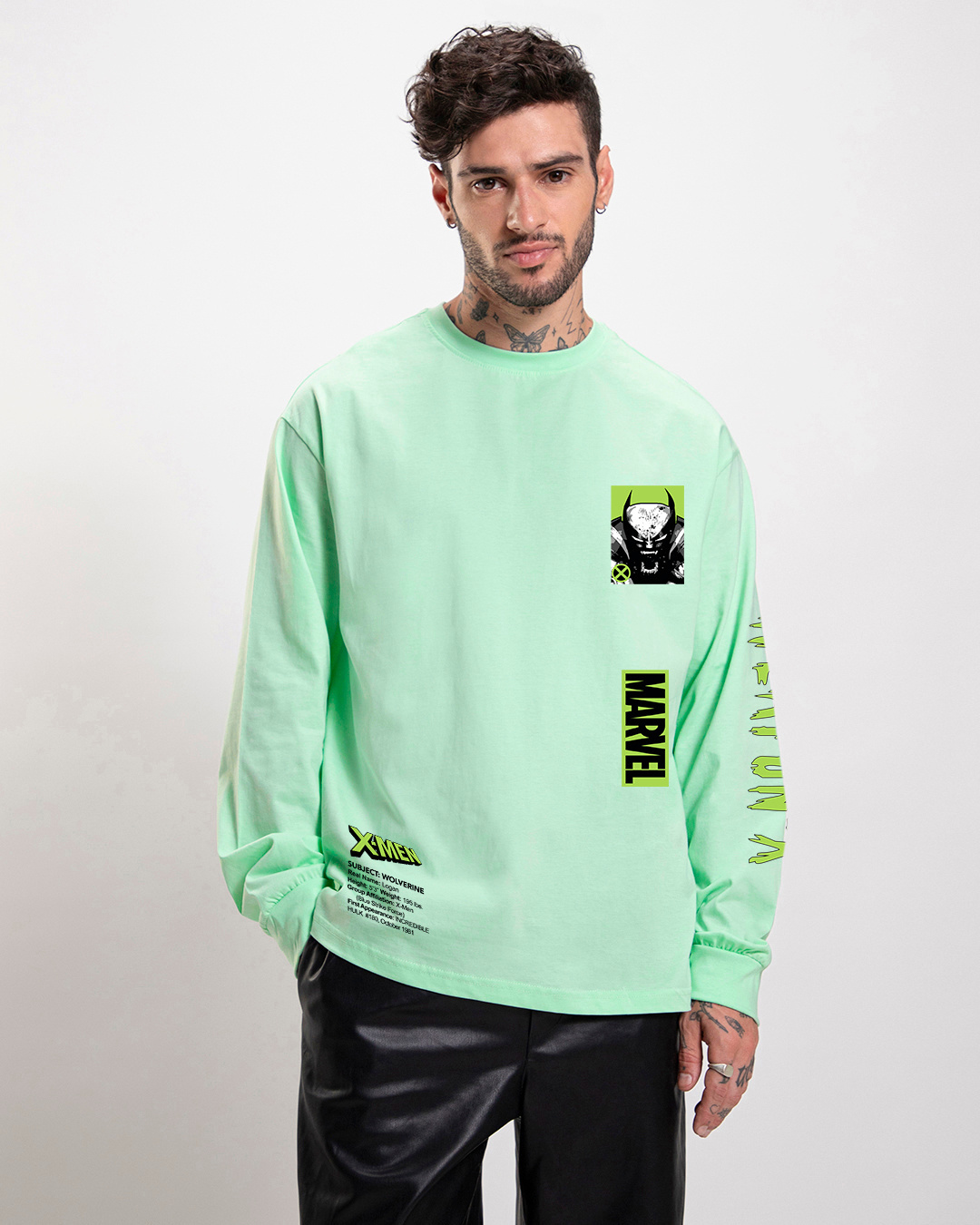 Shop Men's Green Wolverine Graphic Printed Oversized T-shirt-Back