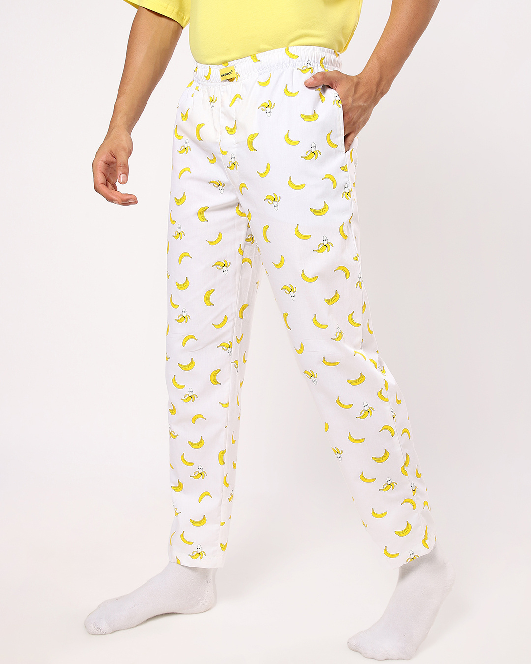 Shop Men's Birthday Yellow All Over Banana Print Pyjamas-Back