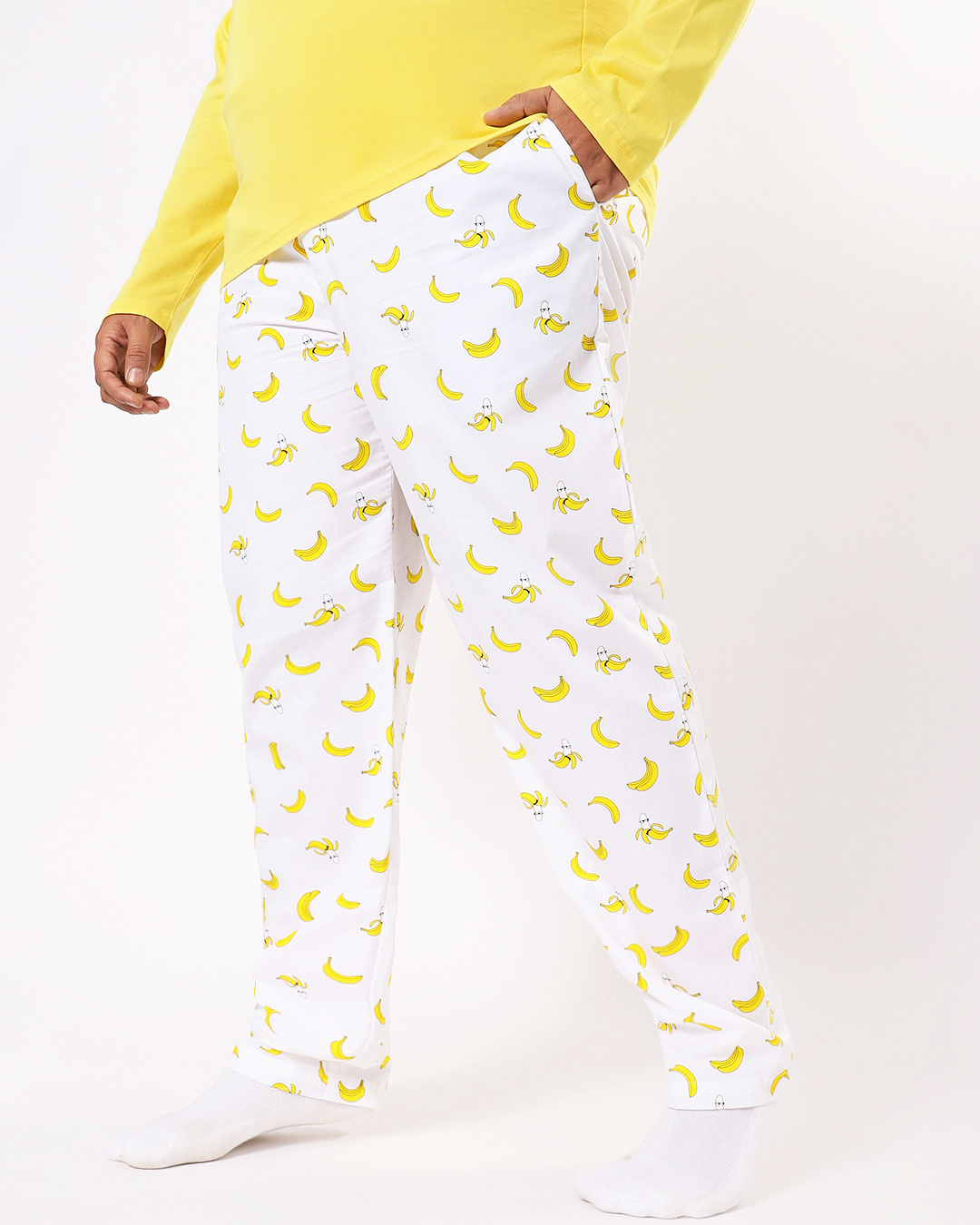 Shop Men's Birthday Yellow Bananas Print Plus Size AOP Pyjamas-Back