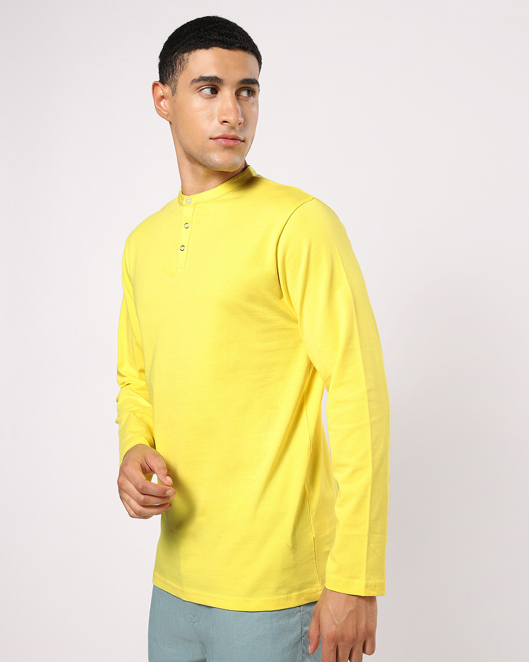 Shop Men's Birthday Yellow Henley T-shirt-Back