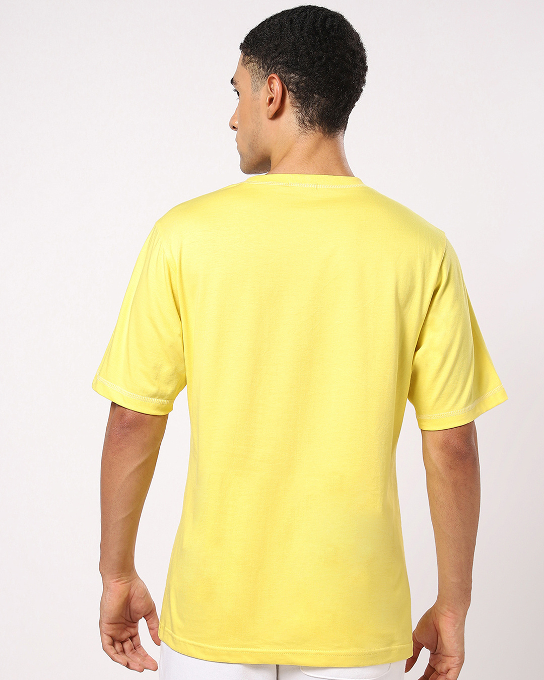 Shop Men's Birthday Yellow Pocket Print Collar T-shirt-Back