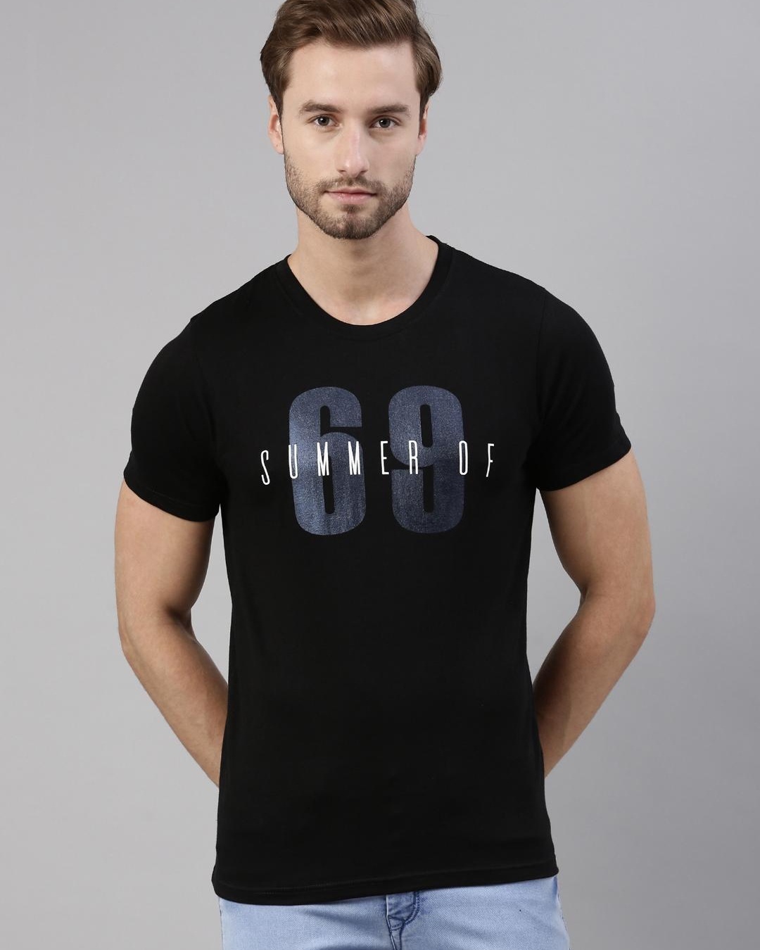 Buy Men's Black 69 Summer Of Typography T-shirt for Men Black Online at ...