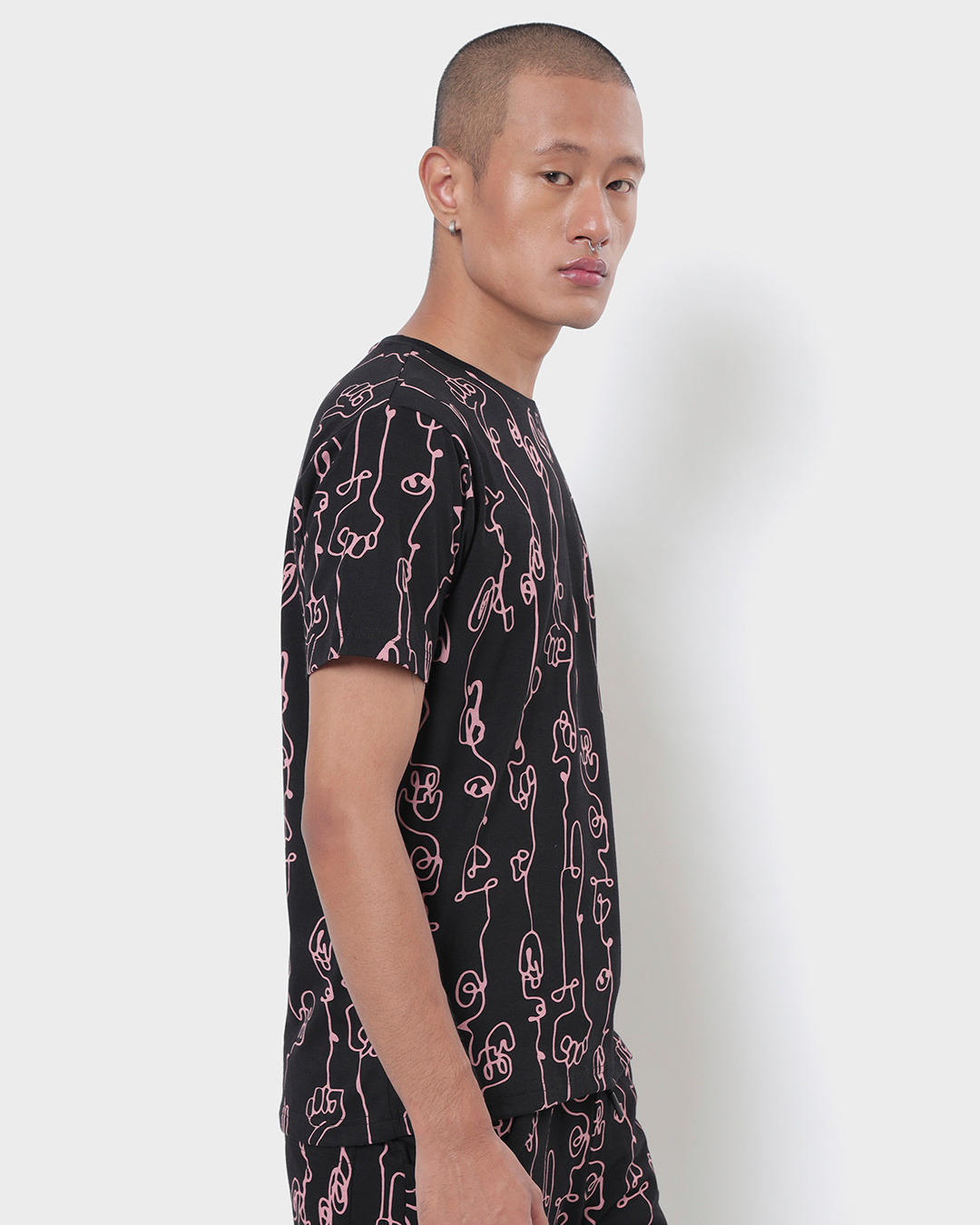 Shop Men's Black Abstract All Over Printed Co-ords-Back