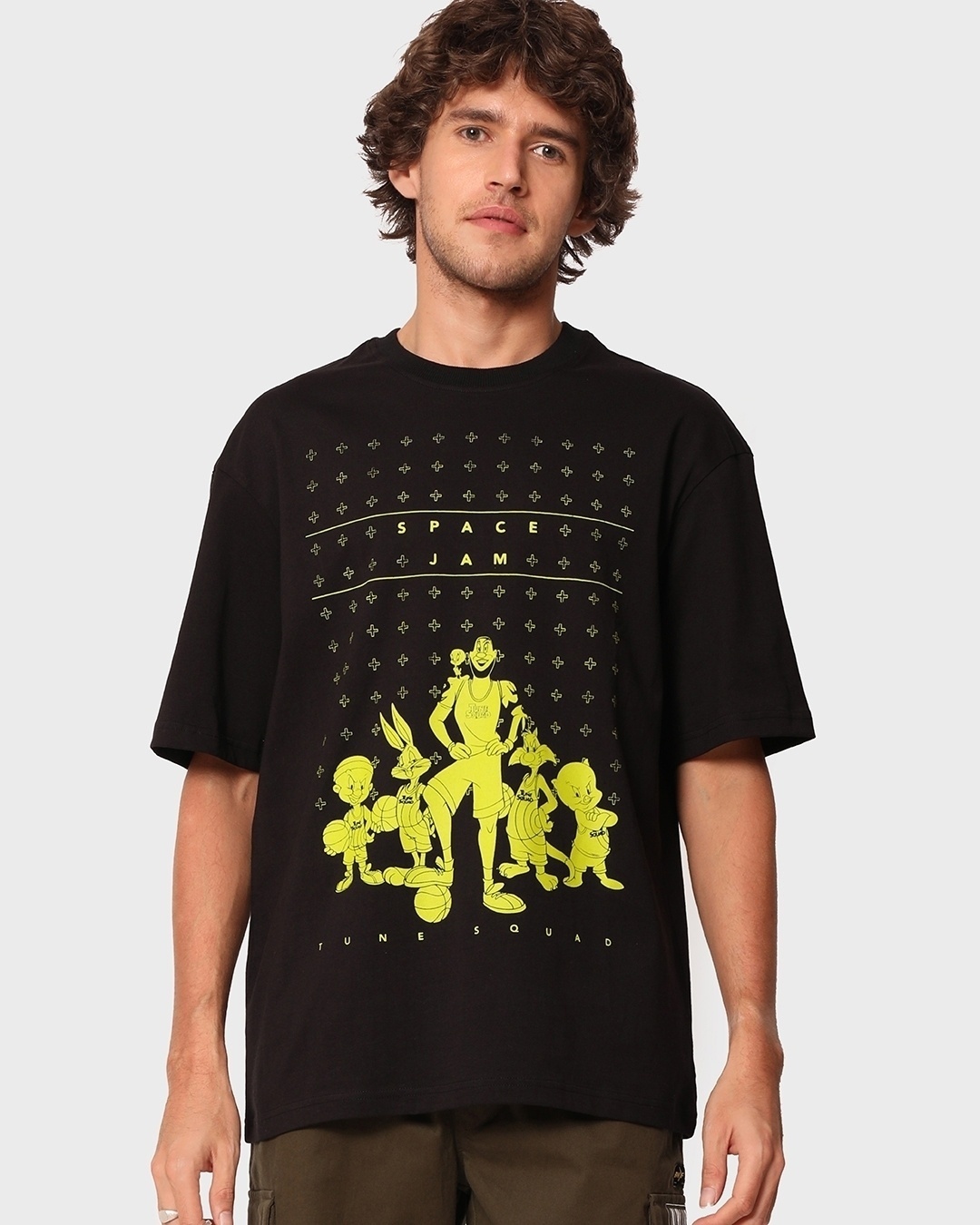 Shop Men's Black Abstract Oversized T-shirt-Back