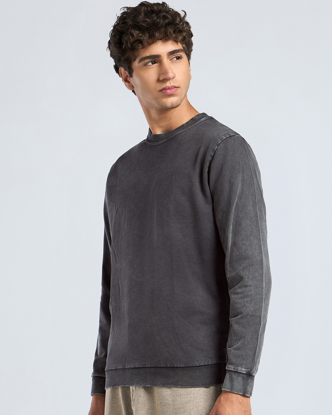 Shop Men's Black Acid Wash Sweatshirt-Back
