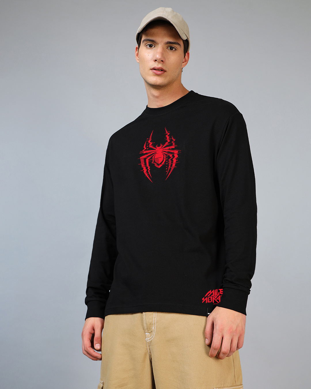 Shop Men's Black Across The Spiderverse Graphic Printed Oversized T-shirt-Back