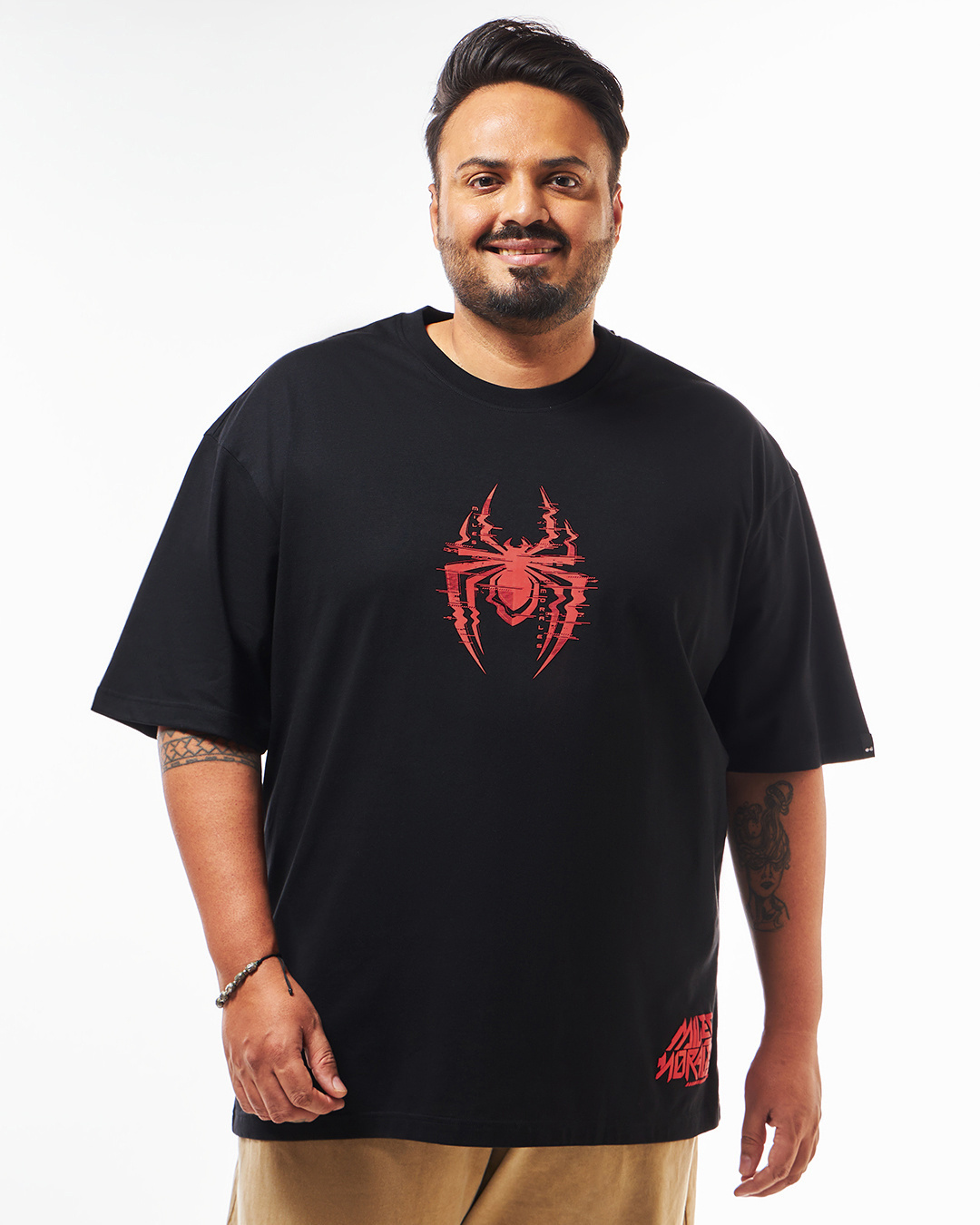 Shop Men's Black Across The Spiderverse Graphic Printed Plus Size T-shirt-Back