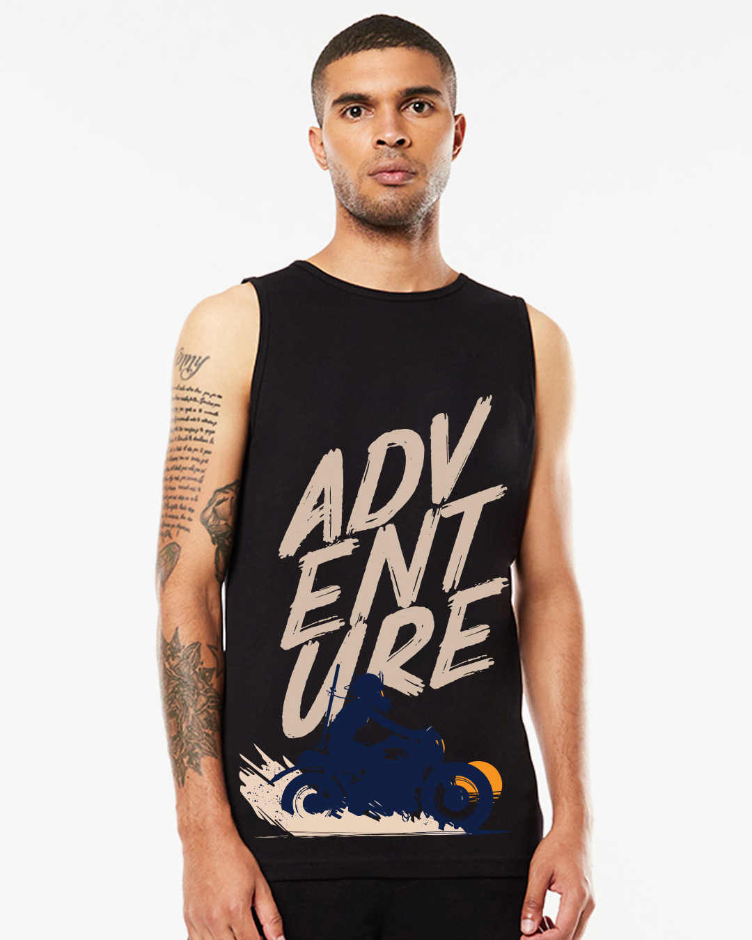 Buy Men's Black Adventure Graphic Printed Vest Online at Bewakoof