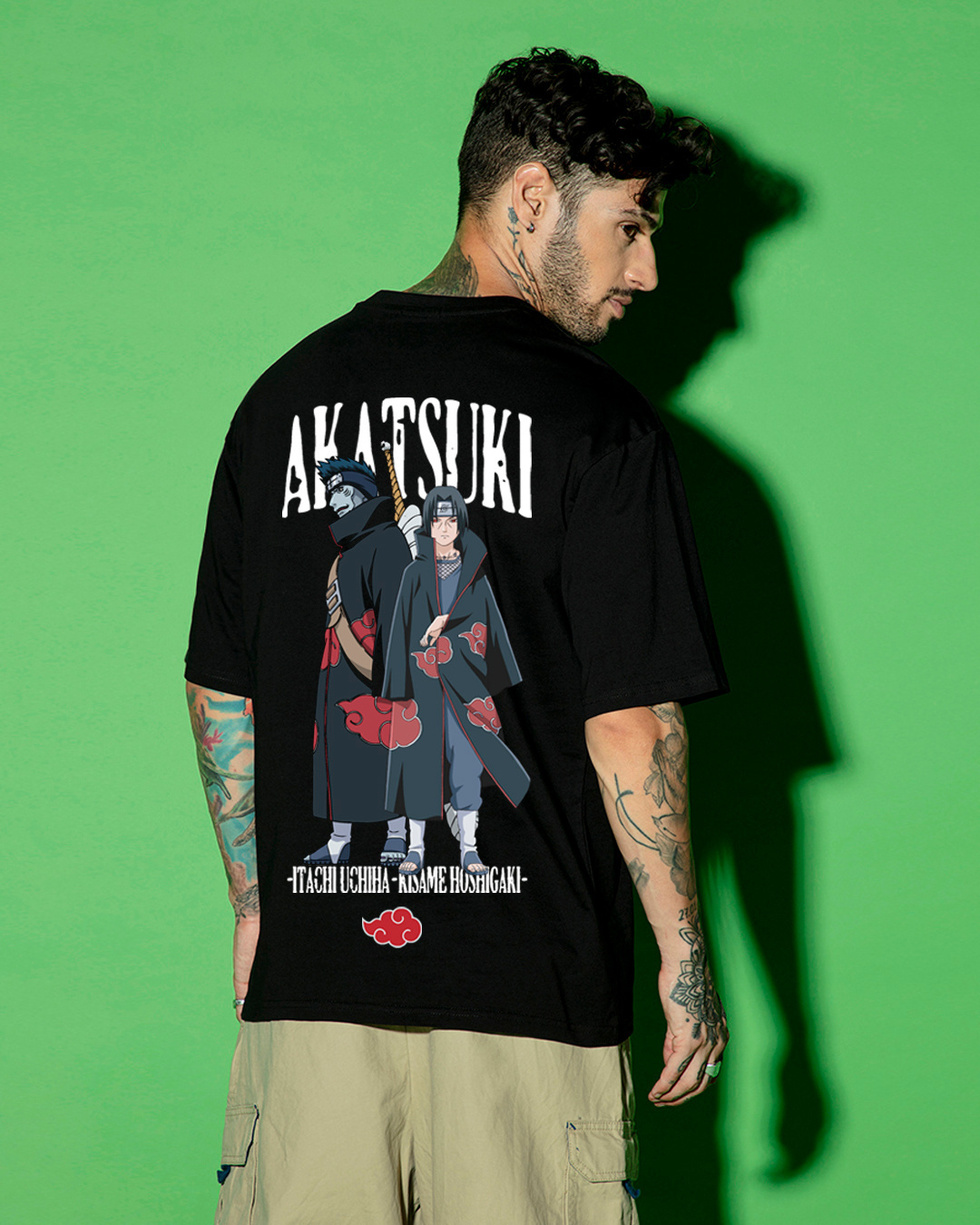 Buy Men's Black Akatsuki Duo Graphic Printed Oversized T-shirt Online ...
