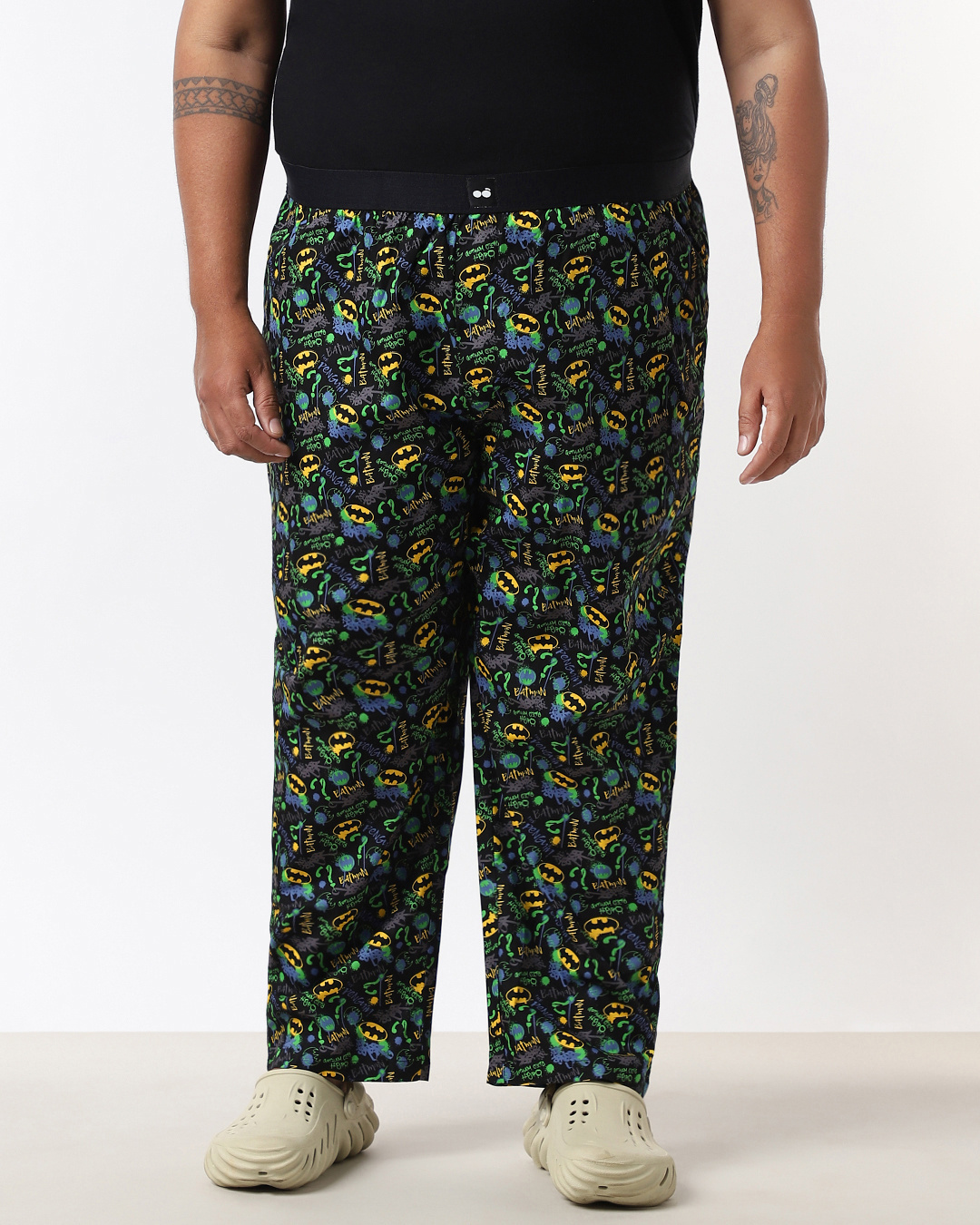 Shop Men's Black All Over Batman Printed Plus Size Pyjamas-Back