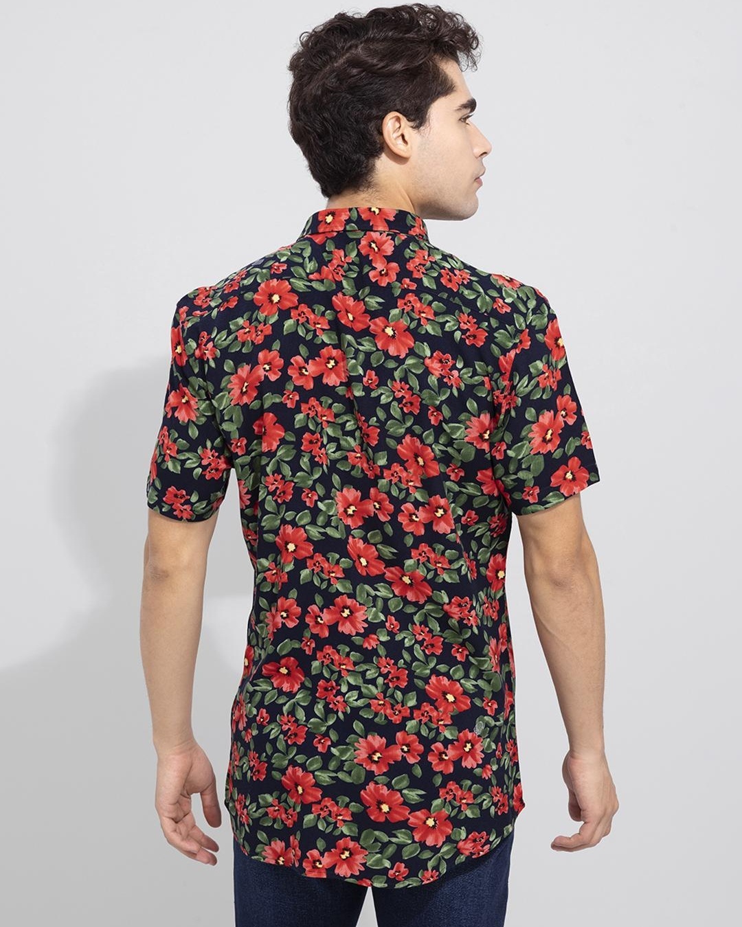 Shop Men's Black All Over Floral Printed Slim Fit Shirt-Back