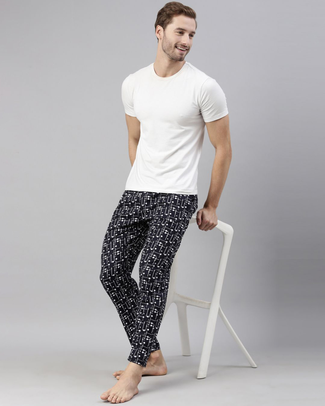 Buy Men's Black All Over Printed Cotton Pyjamas Online in India at Bewakoof