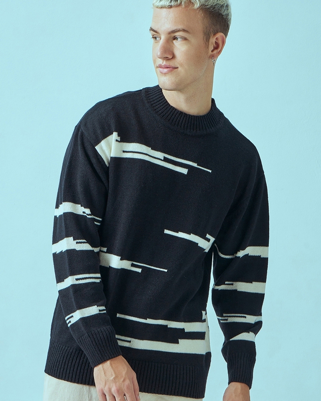 Men's Plain Sweaters,Black main image 0
