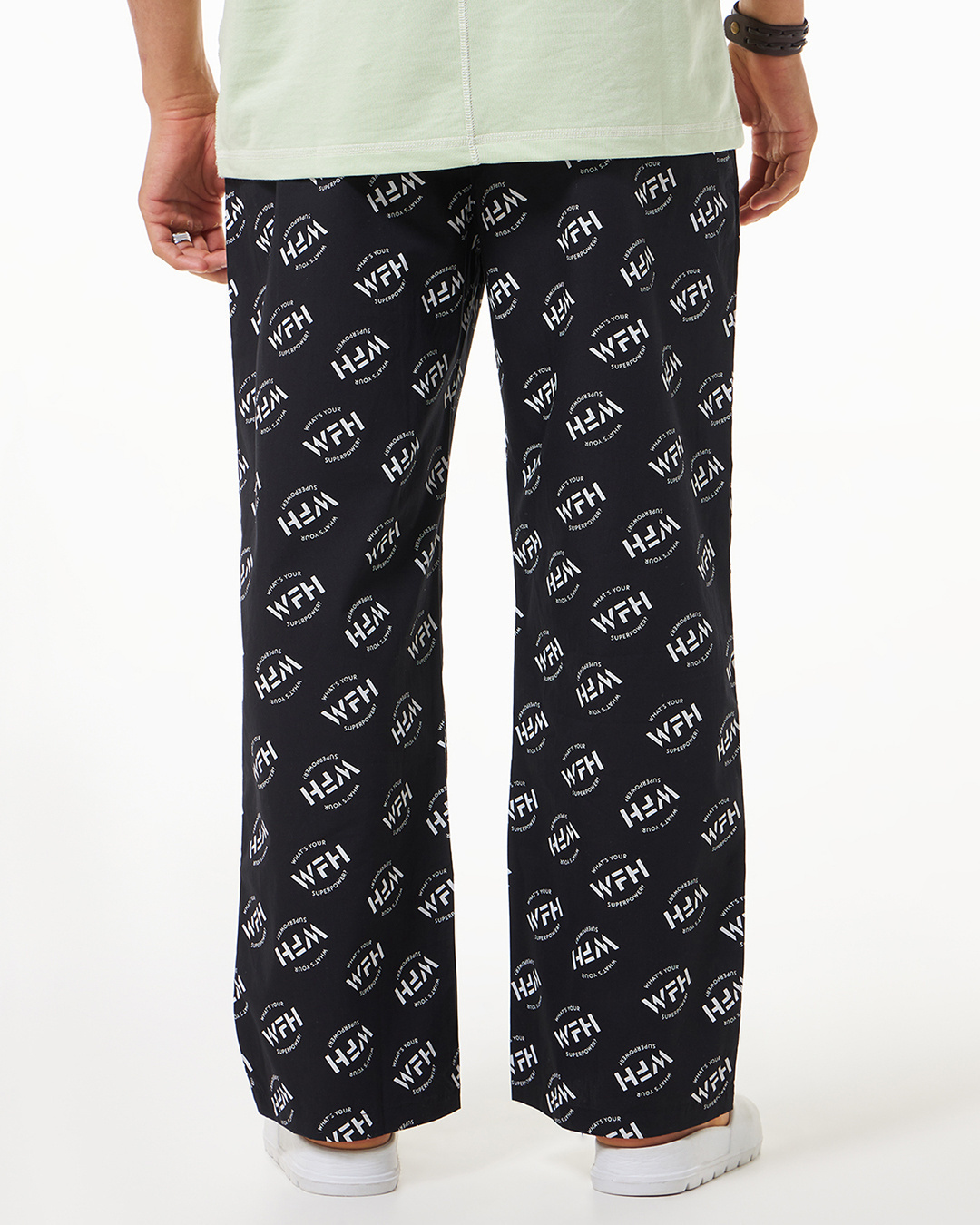 Shop Men's Black All Over Printed Oversized Pyjamas-Back