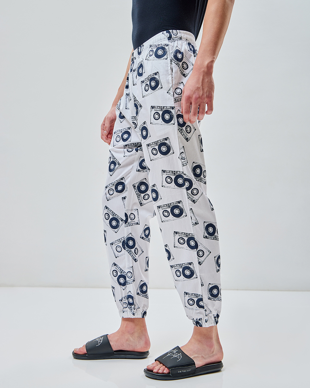 Shop Men's White All Over Printed Pyjamas-Back