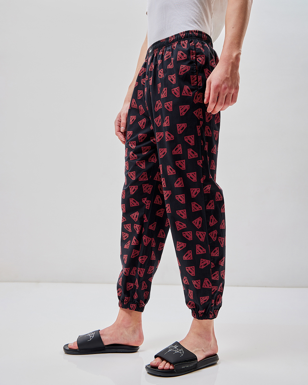 Shop Men's Black All Over Printed Pyjamas-Back